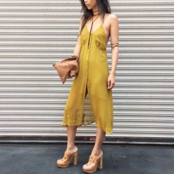For Love & Lemons Prickly Pear Dress in Mustard - Picture 2 of 7